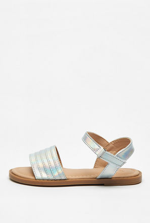 Solid Sandals with Hook and Loop Closure