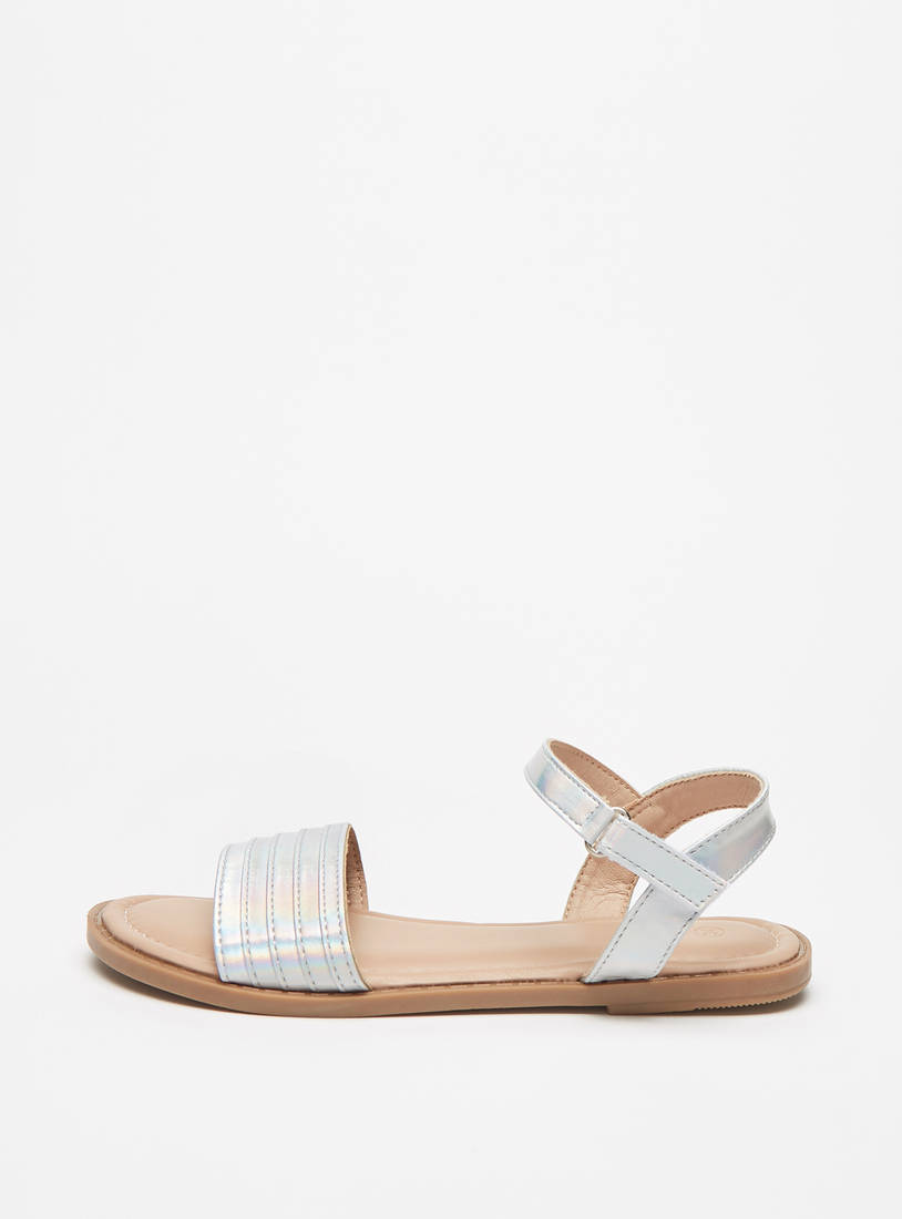 Textured Sandals with Hook and Loop Closure-Sandals-image-0