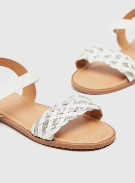 Textured Sandals with Hook and Loop Closure
