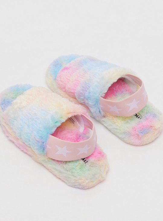 Ombre Plush Bedroom Slippers with Elasticised Strap