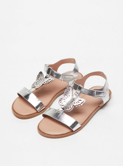 Butterfly Applique Sandals with Hook and Loop Closure-Sandals-image-1