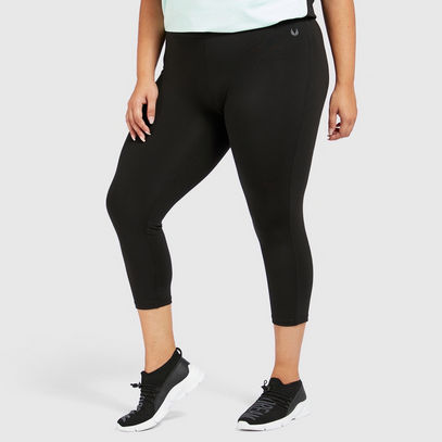 Quick Dry Solid Leggings with Elasticated Waistband--image-0