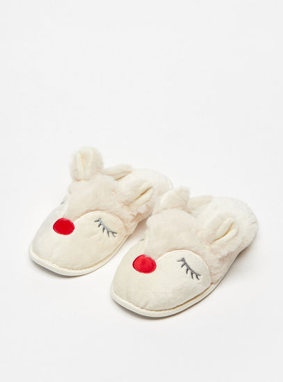 Reindeer Theme Slip-On Bedroom Slippers