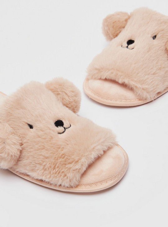 Textured Slip-On Bedroom Slippers with Ear Accents
