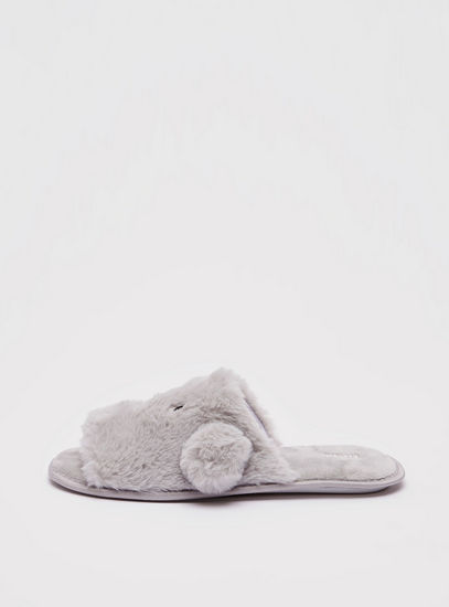 Textured Slip-On Bedroom Slippers with Ear Accents