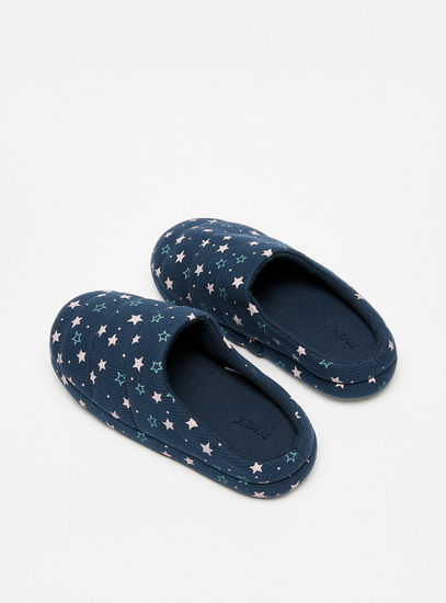 Star Print Slip-On Bedroom Slippers
