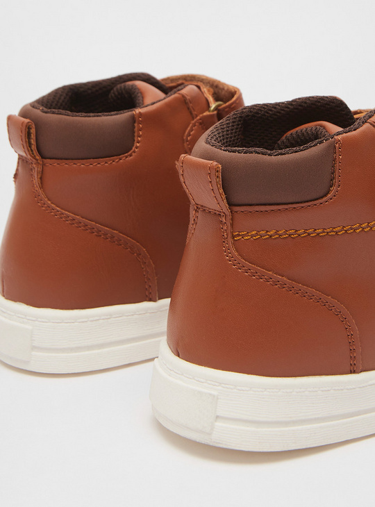 Solid High Top Sneakers with Hook and Loop Closure