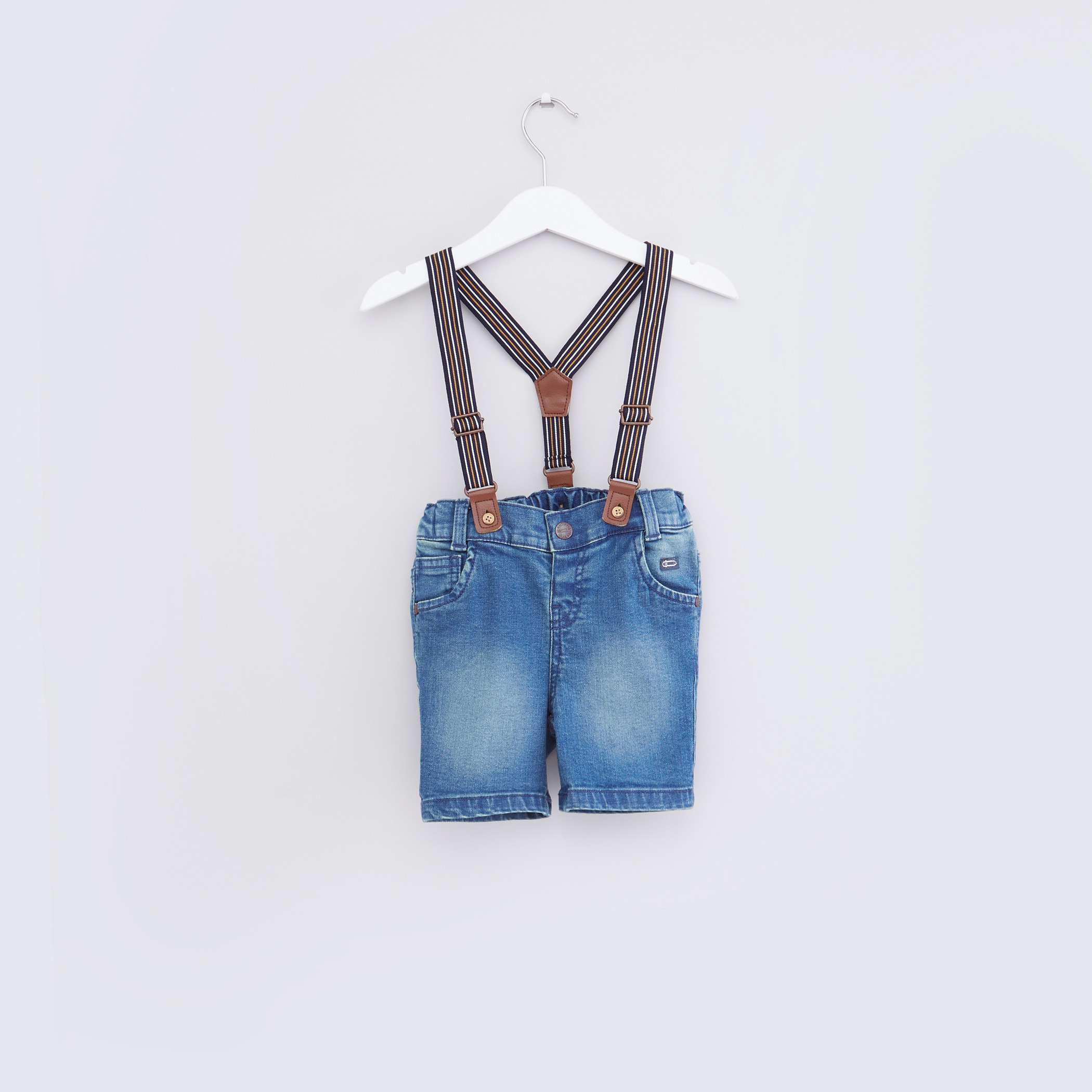 Buy MOTHERCARE Boys 4 Pocket Solid Shorts with Suspenders | Shoppers Stop