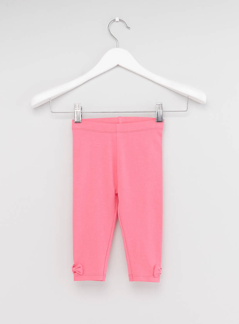 Shop Leggings with Elasticated Waistband and Bow Accent Online