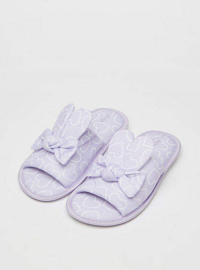 Heart Print Slip-On Bedroom Slippers