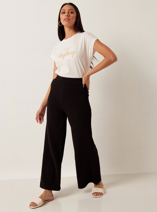 Solid Palazzos with Pockets and Elasticised Waistband