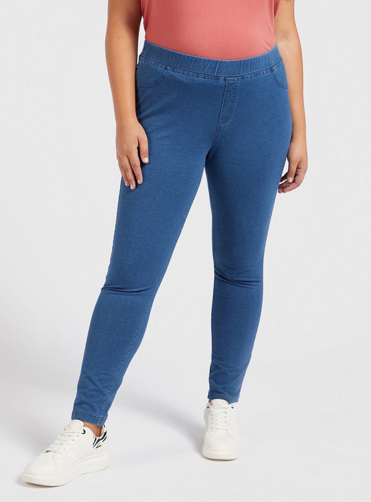 Solid Jeggings with Pocket Detail and Elasticised Waistband