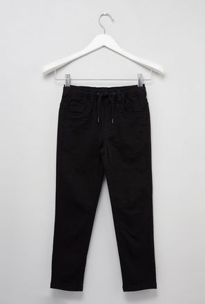 Solid 5-Pocket Pants with Drawstring Waistband
