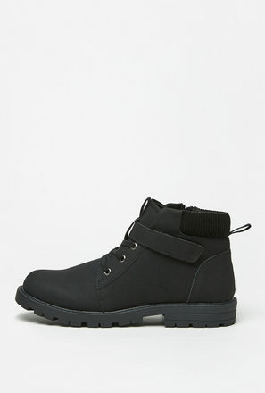 Solid High Cut Boots with Zip Closure and Pull Tabs