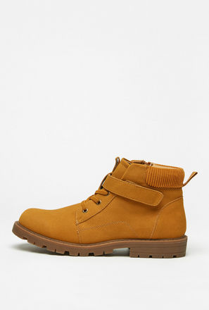 Solid High Cut Boots with Zip Closure and Pull Tabs