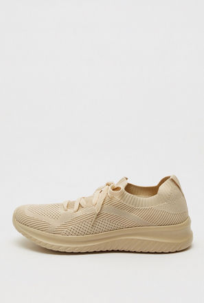 Textured Sneakers with Lace-Up Closure