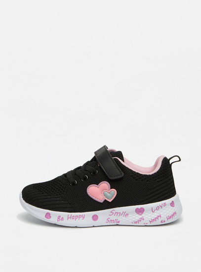 Heart Applique Sneakers with Hook and Loop Closure