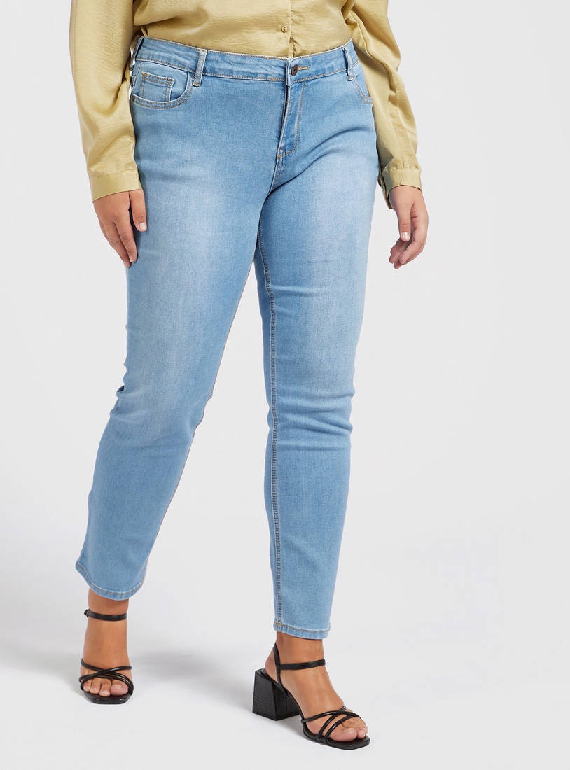 Full Length Skinny Fit Mid-Rise Jeans with Pocket Detail-Jeans-image-0