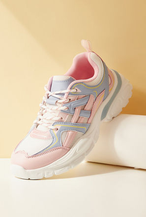 Panelled Lace-Up Sports Shoes-mxkids-girlseighttosixteenyrs-shoes-sportsshoes-3
