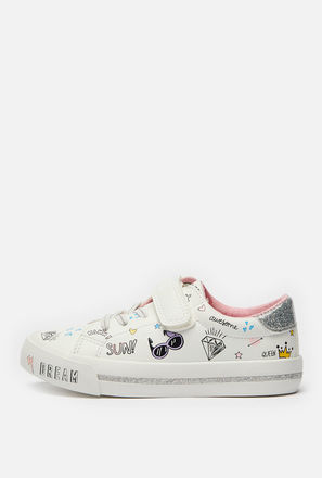All Over Print Sneakers with Hook and Loop Closure