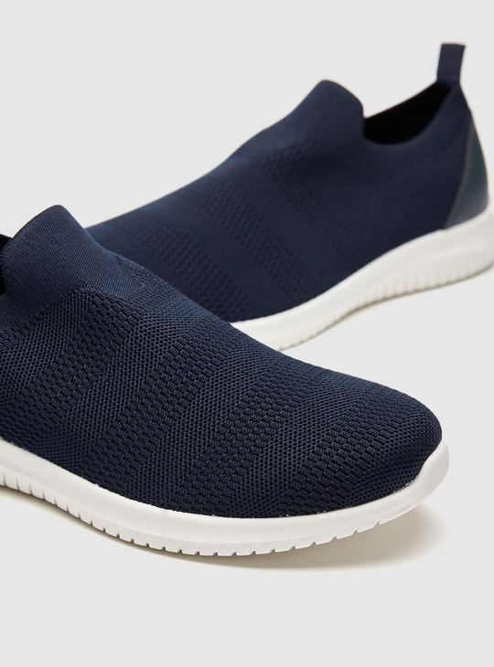 Textured Slip-On Sports Shoes with Pull Tab Detail