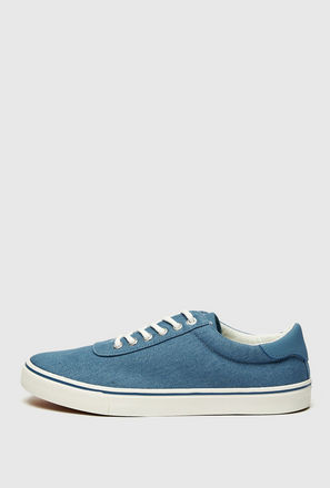 Solid Canvas Shoes with Lace-Up Closure
