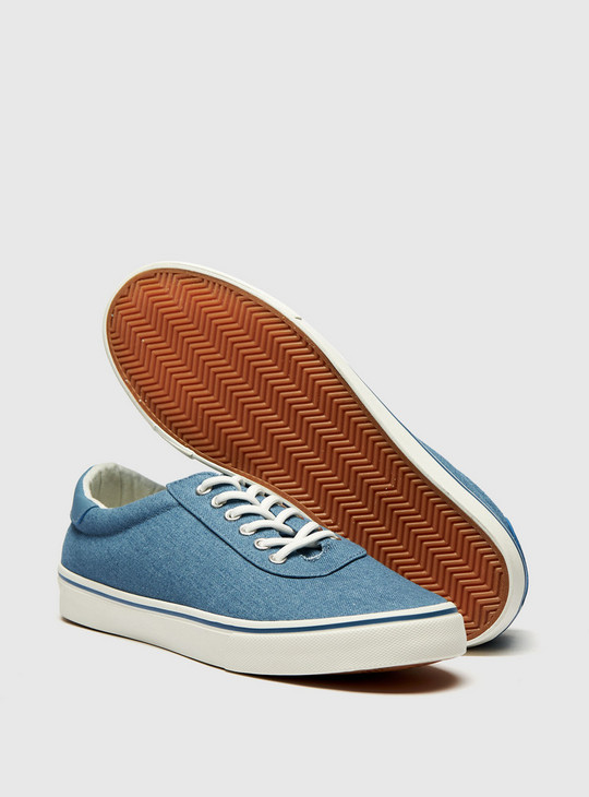 Solid Canvas Shoes with Lace-Up Closure
