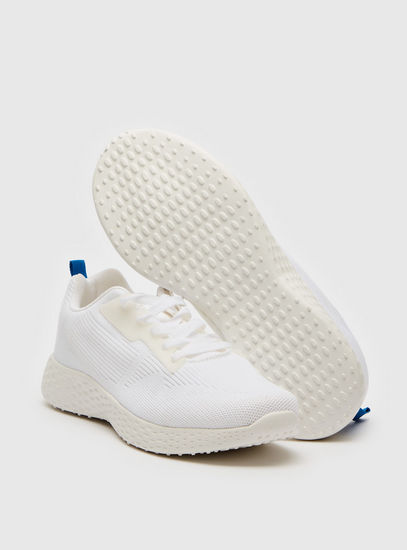 Textured Sports Shoes with Lace-Up Closure and Pull Tab Detail