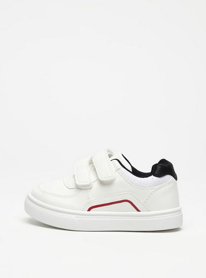 Solid Sneakers with Hook and Loop Closure