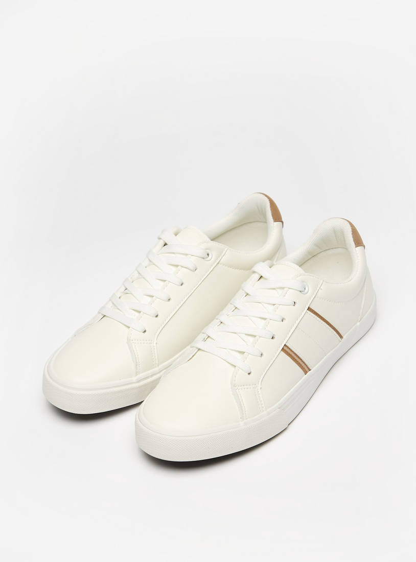 Textured Sneakers with Panel Detail and Lace-Up Closure-Casual Shoes-image-1
