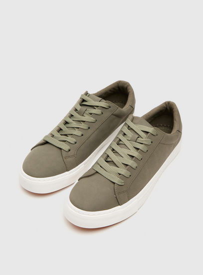 Solid Sneakers with Lace-Up Closure-Casual Shoes-image-1
