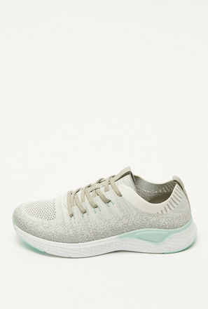 Textured Running Shoes with Pull Tab and Lace-Up Closure