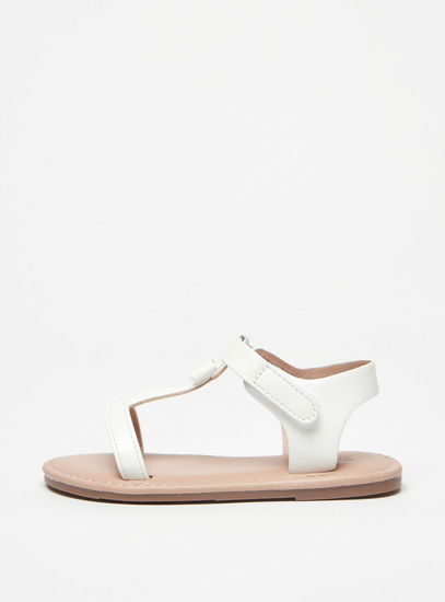 Strappy Flat Sandals with Hook and Loop Closure-Sandals-image-0
