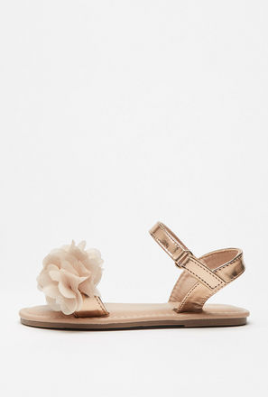 Floral Accented Sandals with Hook and Loop Closure