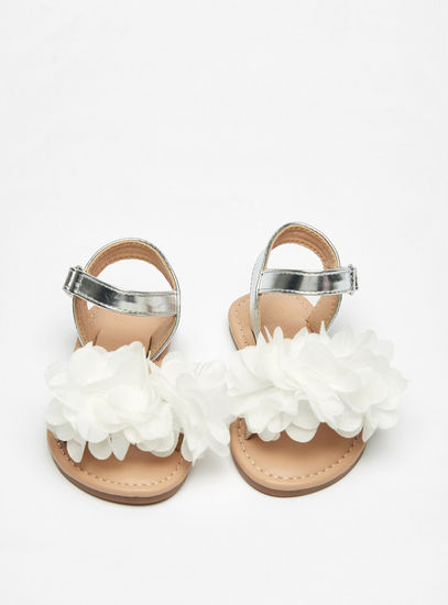 Flower Accent Sandals with Hook and Loop Closure