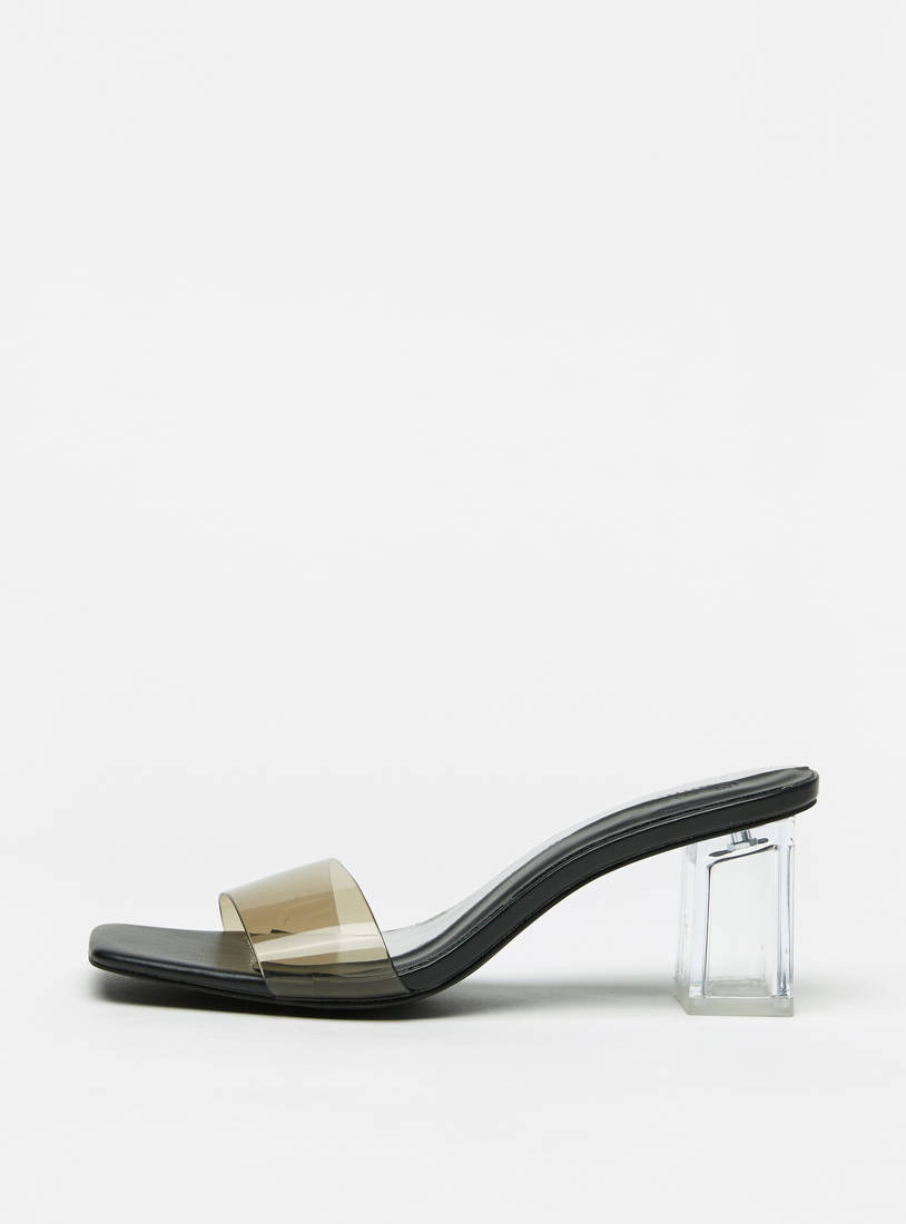 Open Toe Slip-On Sandals with Block Heels-Sandals-image-0