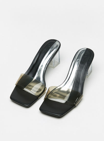Open Toe Slip-On Sandals with Block Heels-Sandals-image-1