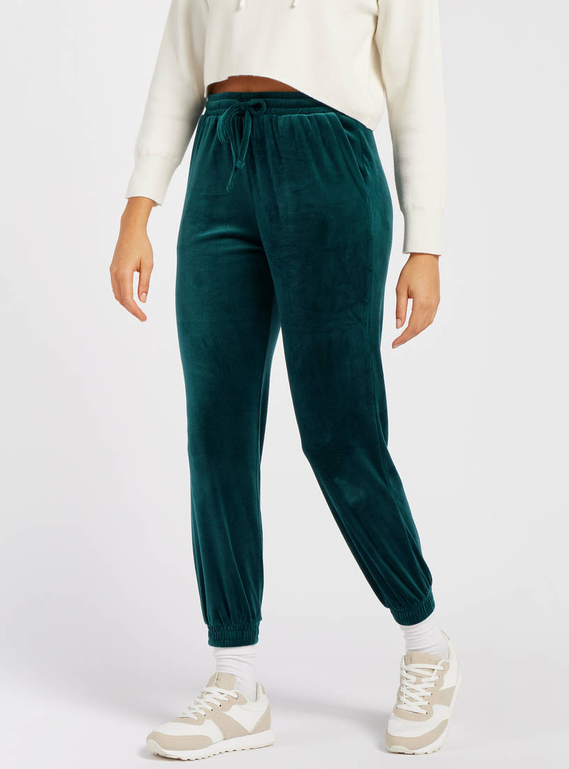 Textured Jog Pants with Elasticised Waistband and Drawstring Closure-Joggers-image-0