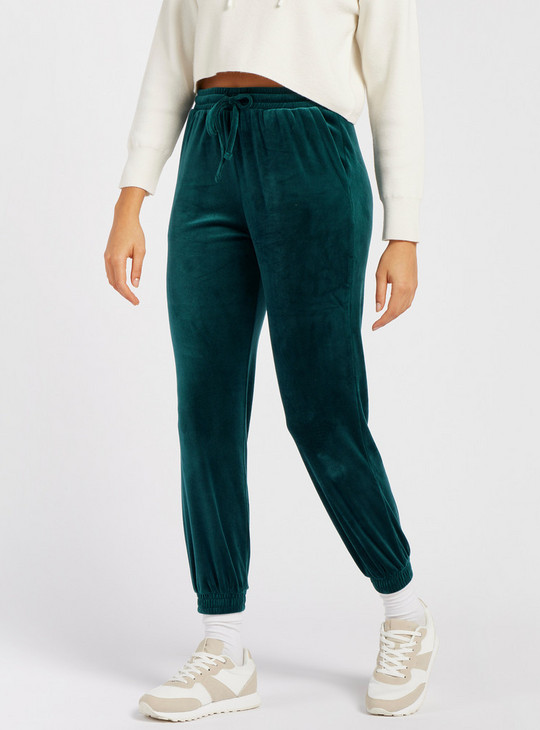Textured Jog Pants with Elasticised Waistband and Drawstring Closure