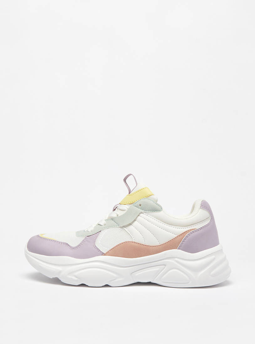 Colourblock Chunky Sneakers with Lace-Up Closure-Sneakers-image-0