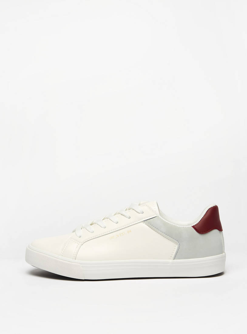 Textured Sneakers with Panel Detail and Lace-Up Closure-Casual Shoes-image-0