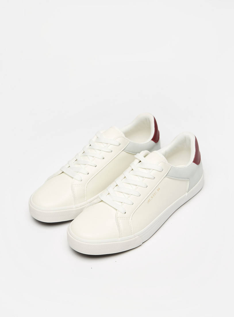 Textured Sneakers with Panel Detail and Lace-Up Closure-Casual Shoes-image-1