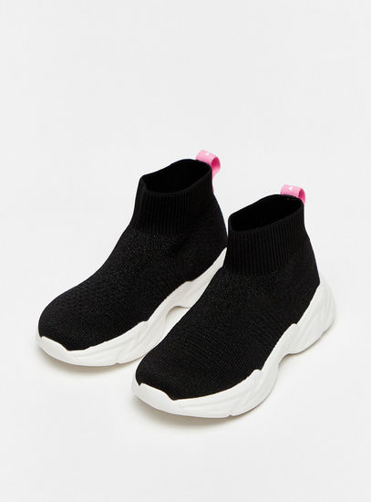 Textured Slip-On Sneakers with Pull Tabs
