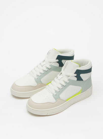 Panelled Sneakers with Lace-Up Closure