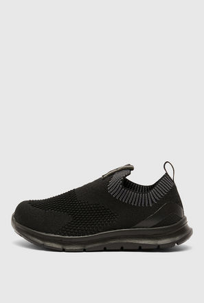 Textured Slip-On Sports Shoes with Pull Tab