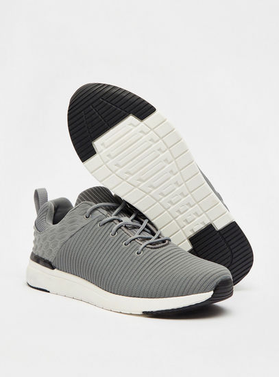 Textured Sports Shoes with Pull Tab and Lace-Up Closure