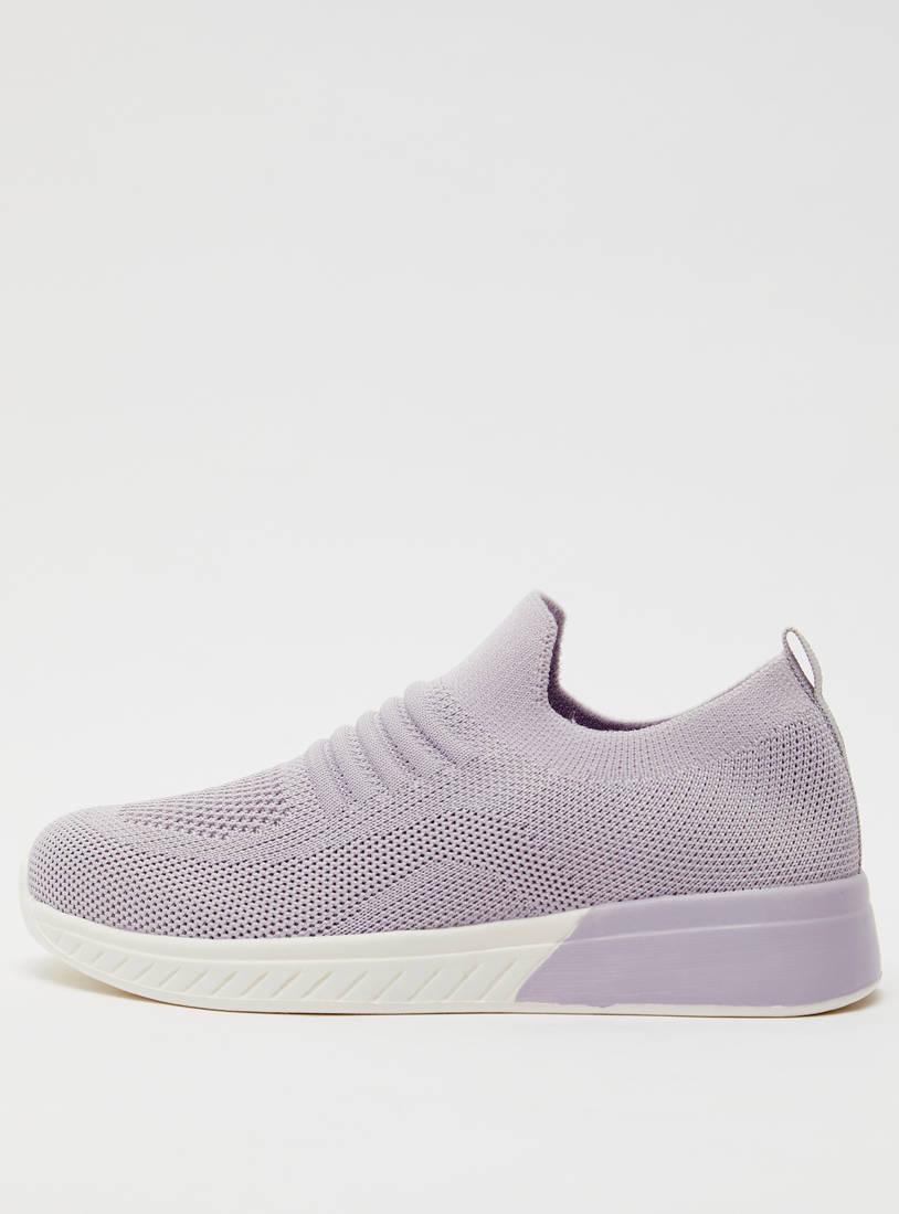 Mesh Textured Slip-On Sports Shoes-Sports Shoes-image-0