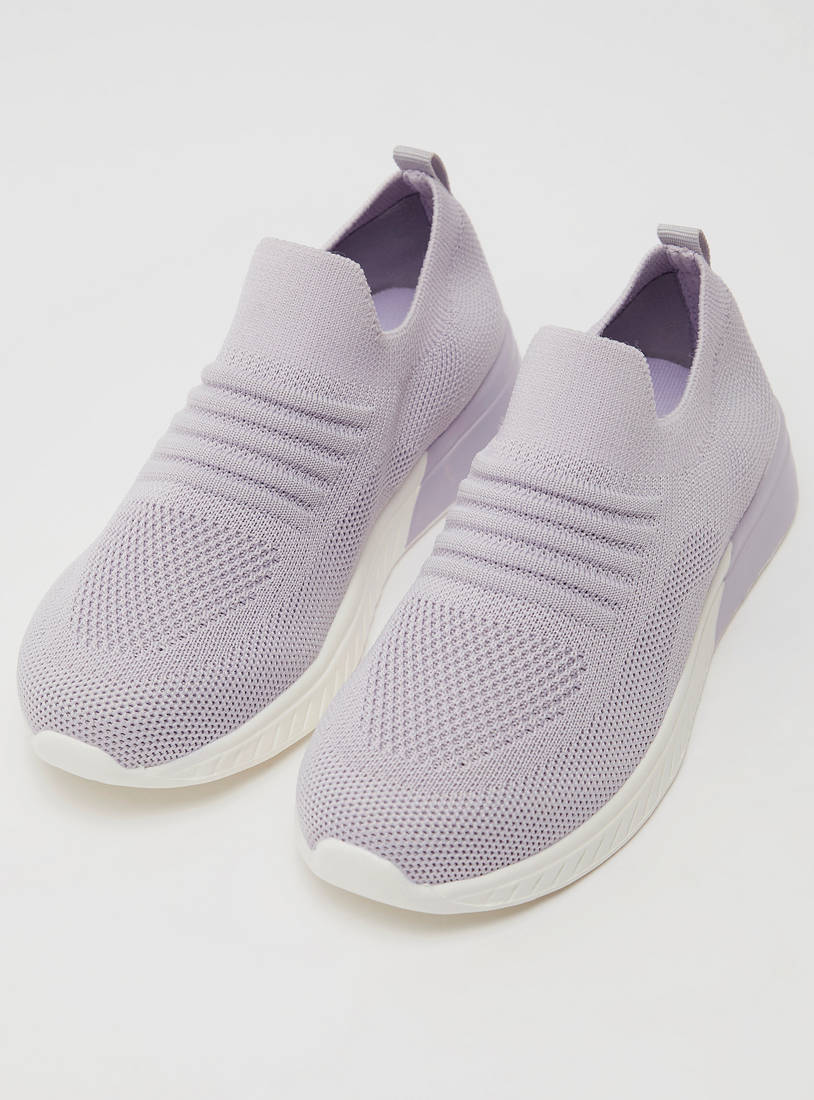 Mesh Textured Slip-On Sports Shoes-Sports Shoes-image-1