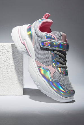 Holographic Sneakers with Hook and Loop Closure-mxkids-girlseighttosixteenyrs-shoes-sneakers-0