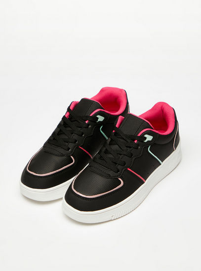 Solid Sneakers with Lace-Up Closure